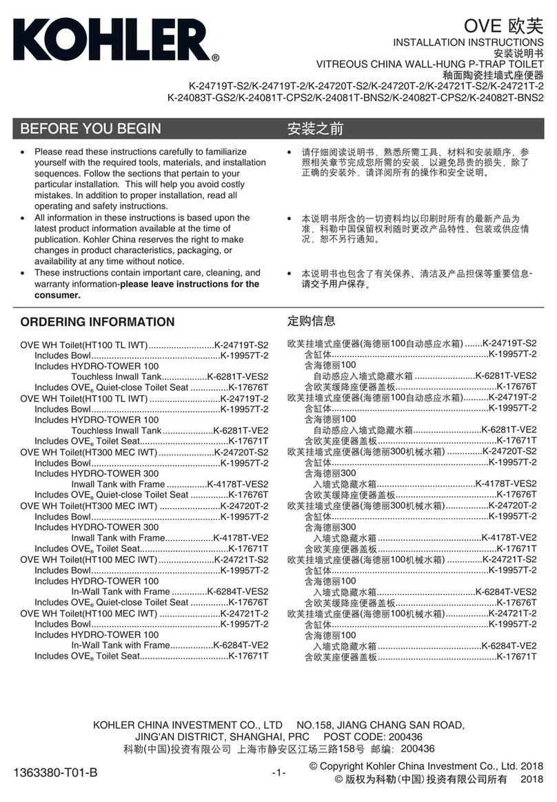 Kohler OVE K-24719T-S2 User manual
