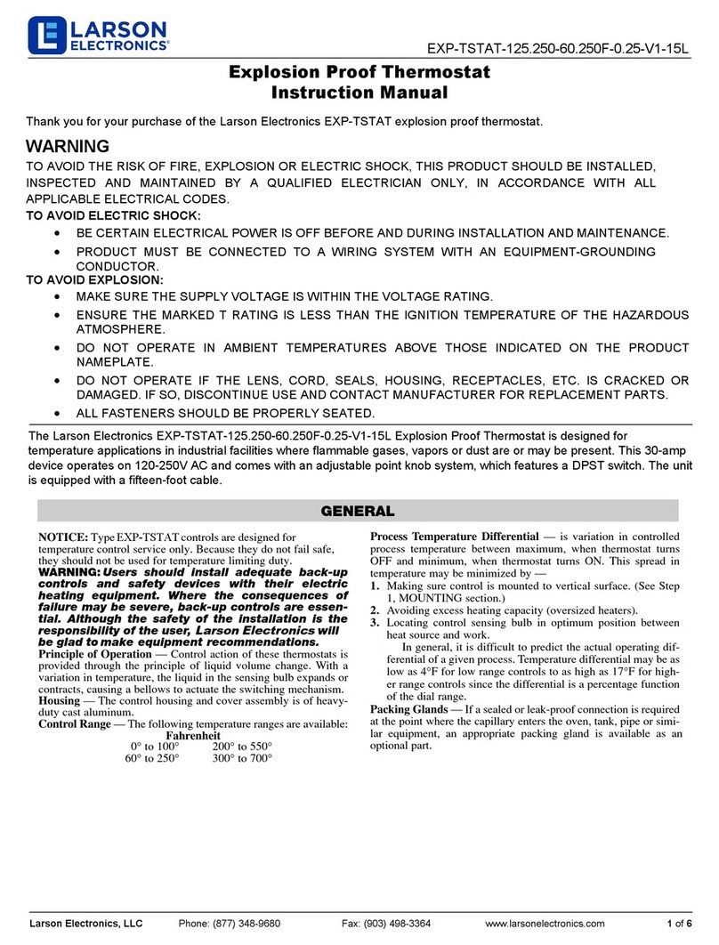 Larson Electronics EXP-TSTAT-125.250-60.250F-0.25-V1-15L User manual