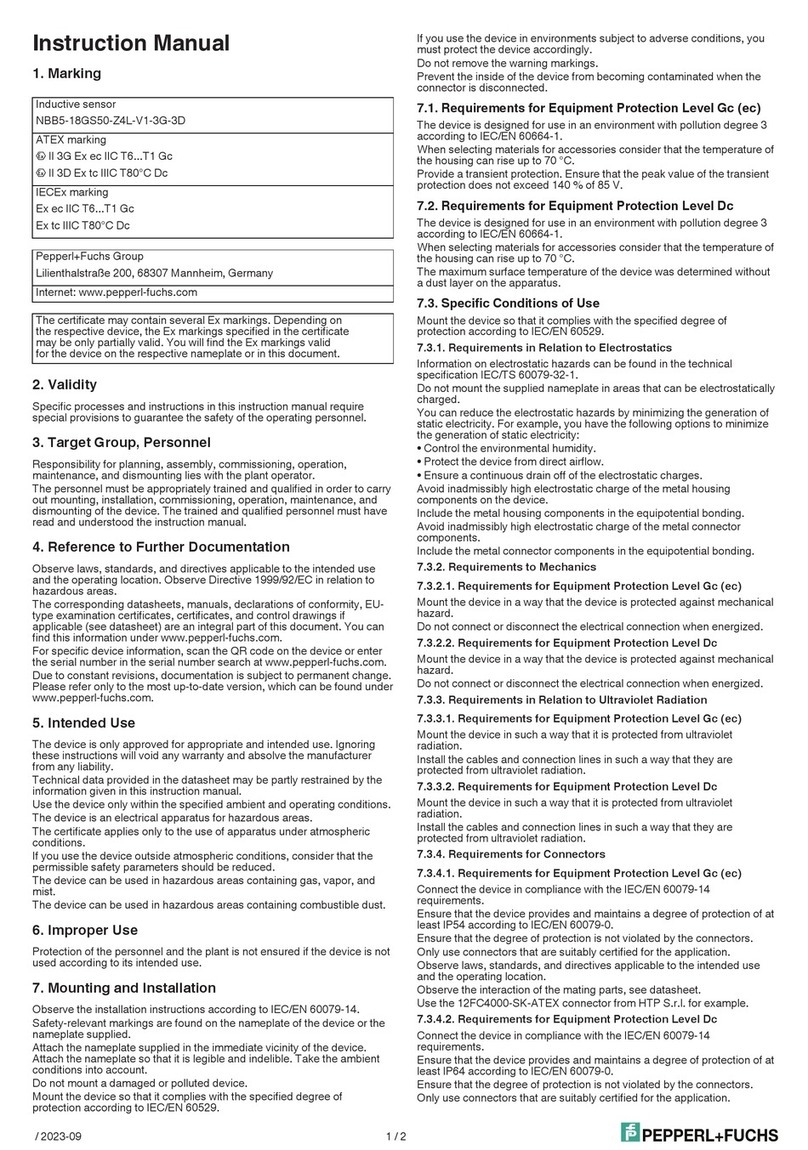 Pepperl+Fuchs NBB5-18GS50-Z4L-V1-3G-3D User manual