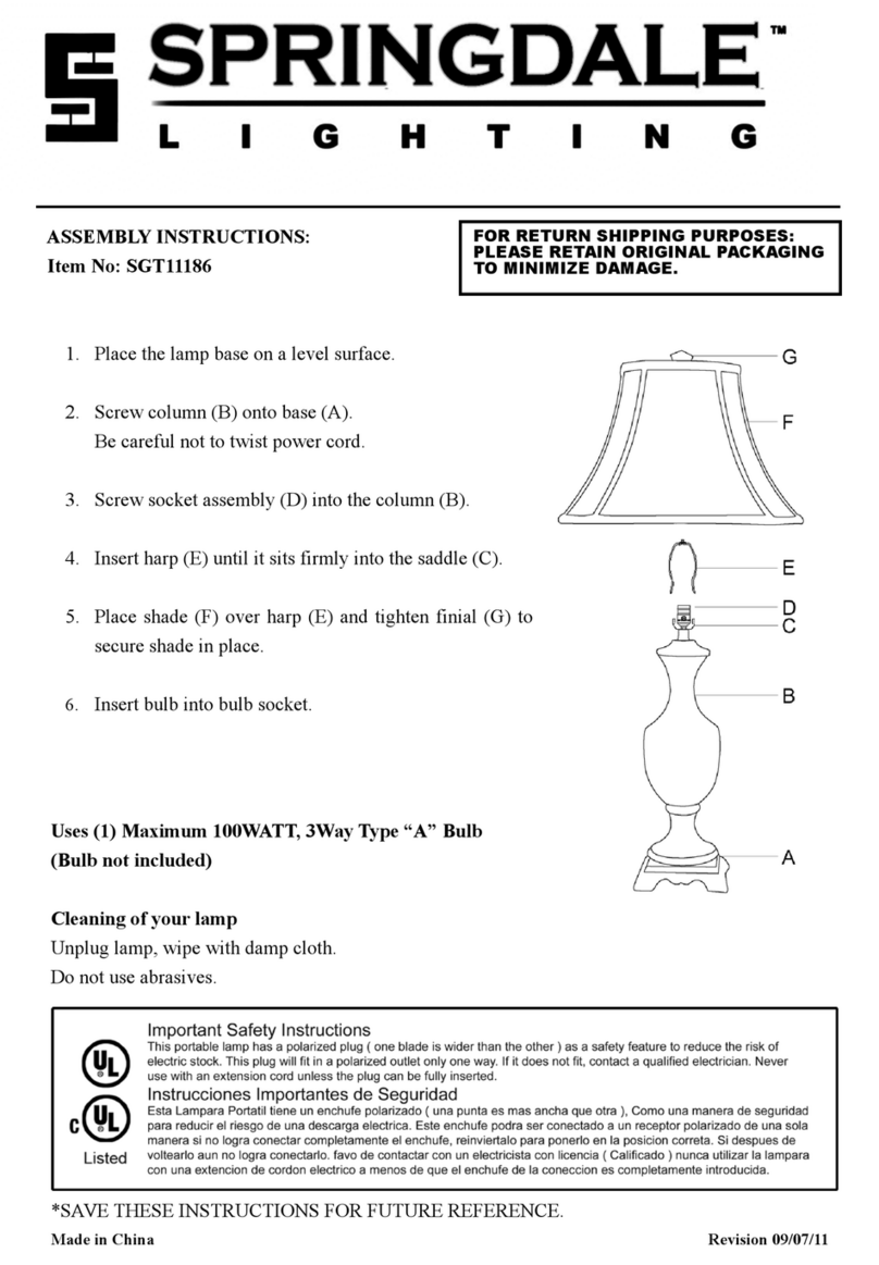 Springdale Lighting SGT11186 User manual Springdale Lighting SGT11186 User manual