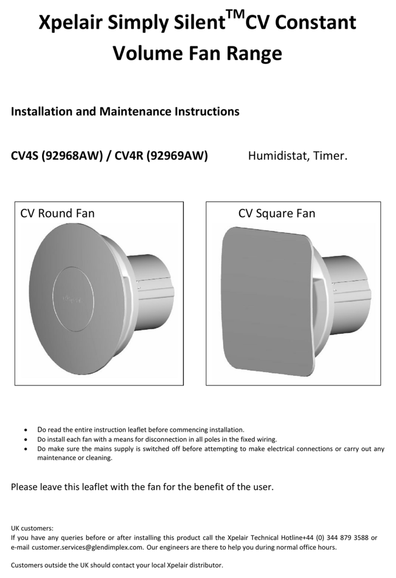Xpelair Simply Silent CV Series Installation and maintenance instructions