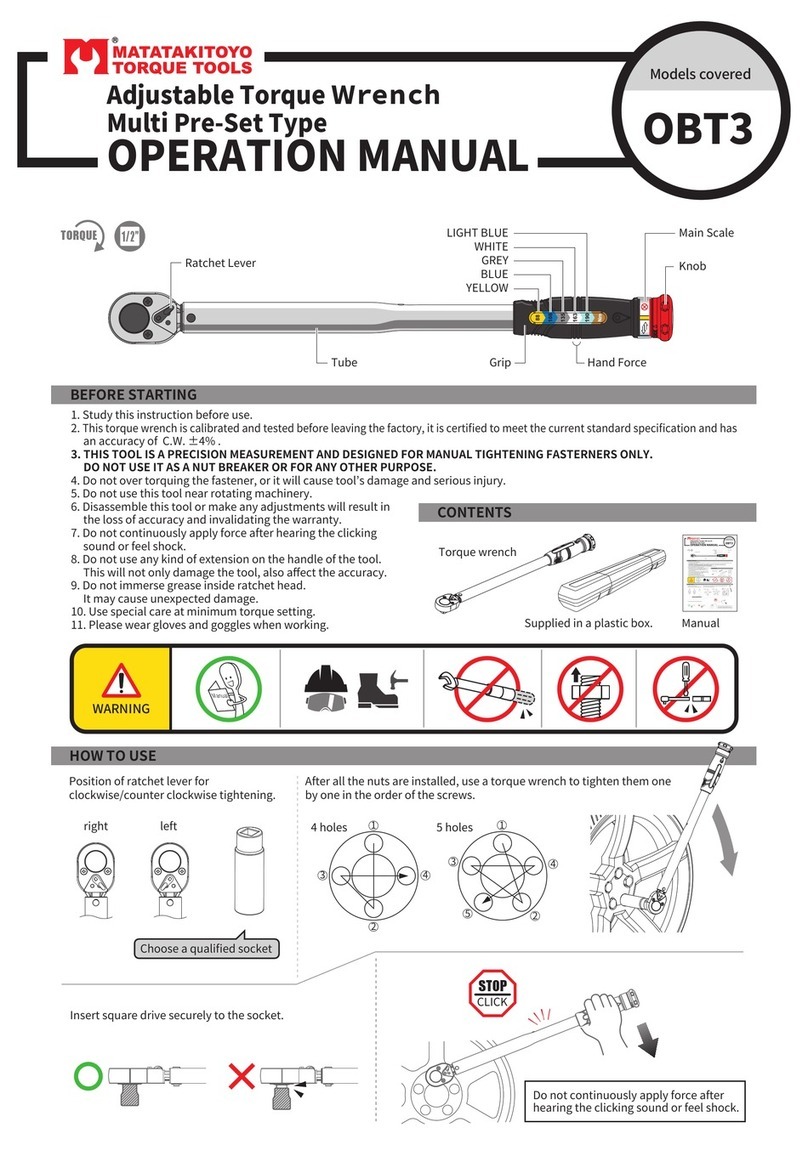 Matatakitoyo Torque Tools OBT3 Operation manual Matatakitoyo Torque Tools OBT3 Operation manual