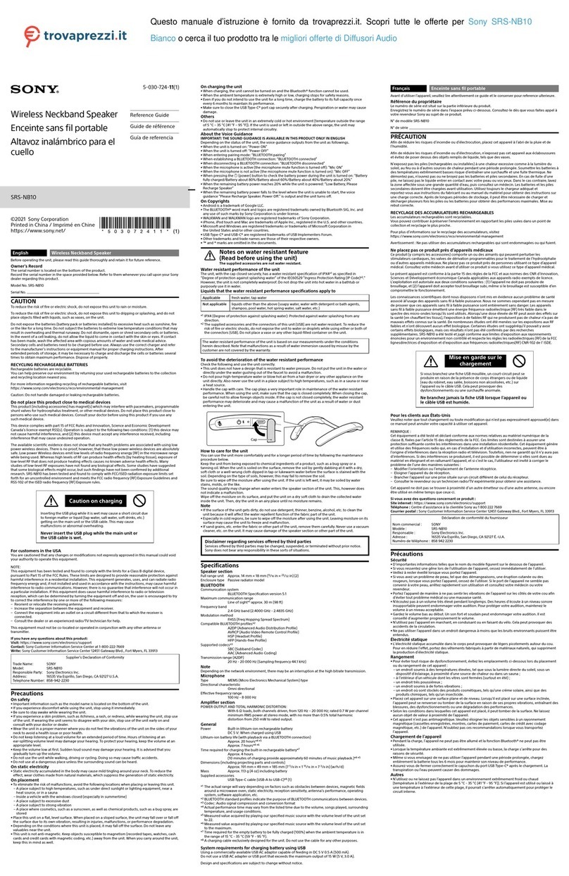 Sony SRS-NB10 User manual