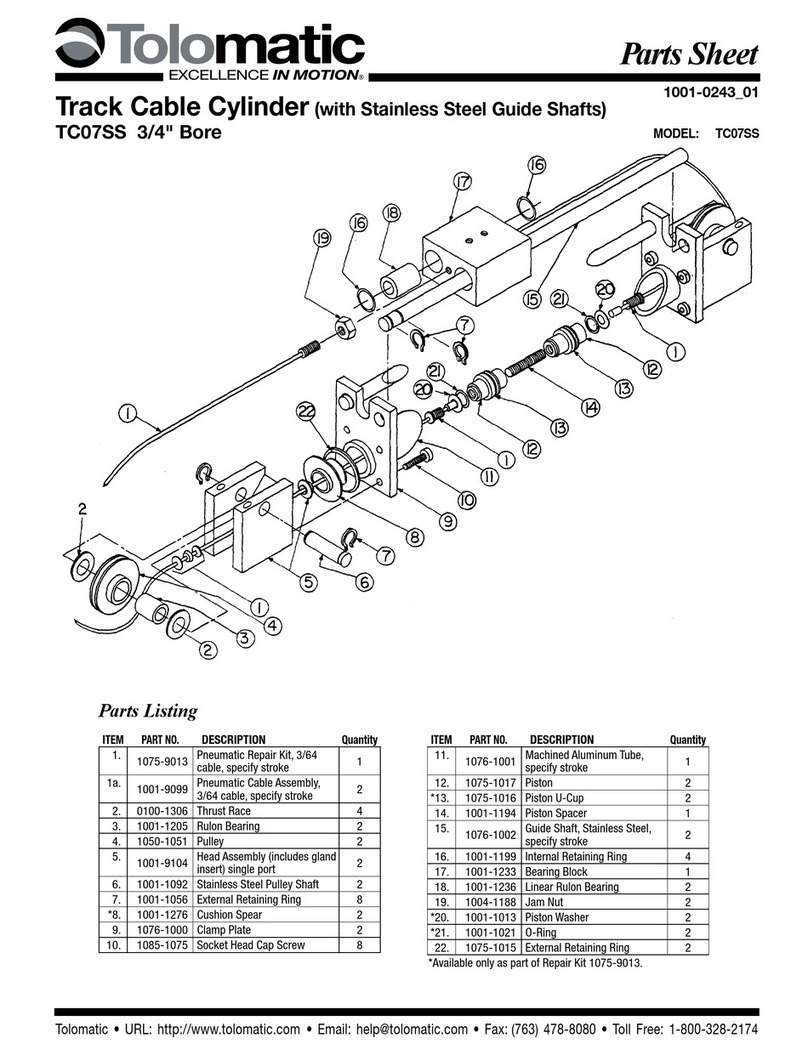 Tolomatic TC07SS Repair Parts Sheet