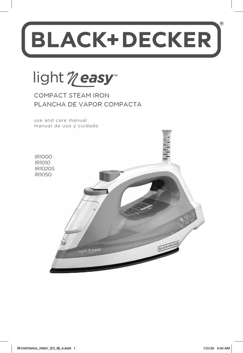 BLACK DECKER light n easy IR1020S use and care manual BLACK DECKER light n easy IR1020S use and care manual