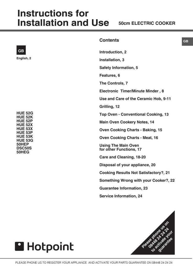 Hotpoint HUE 52G Instructions for installation and use