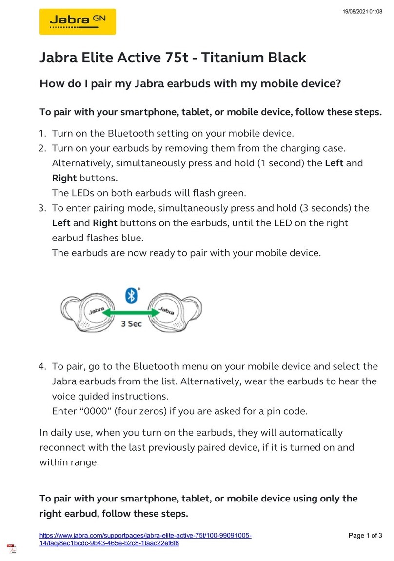 Jabra Elite Active 75t - Titanium Black quick start guide