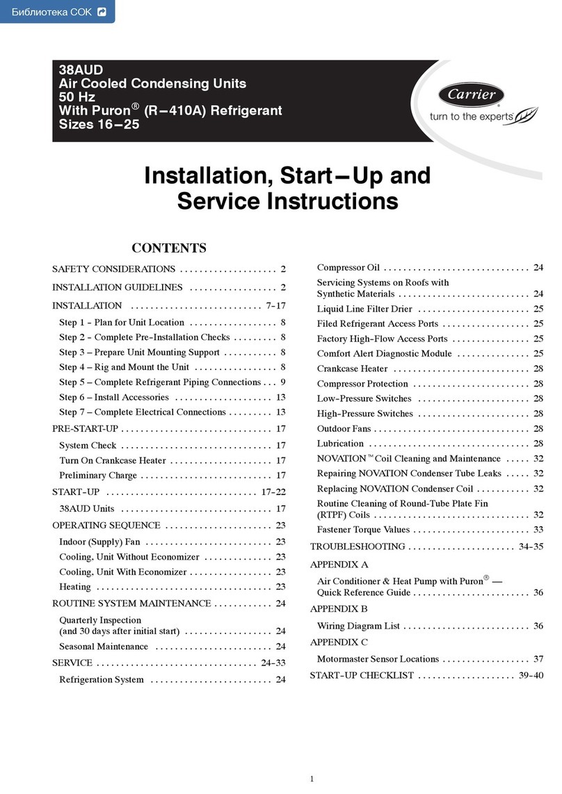 Carrier 38AUD Dimensions and installation guide