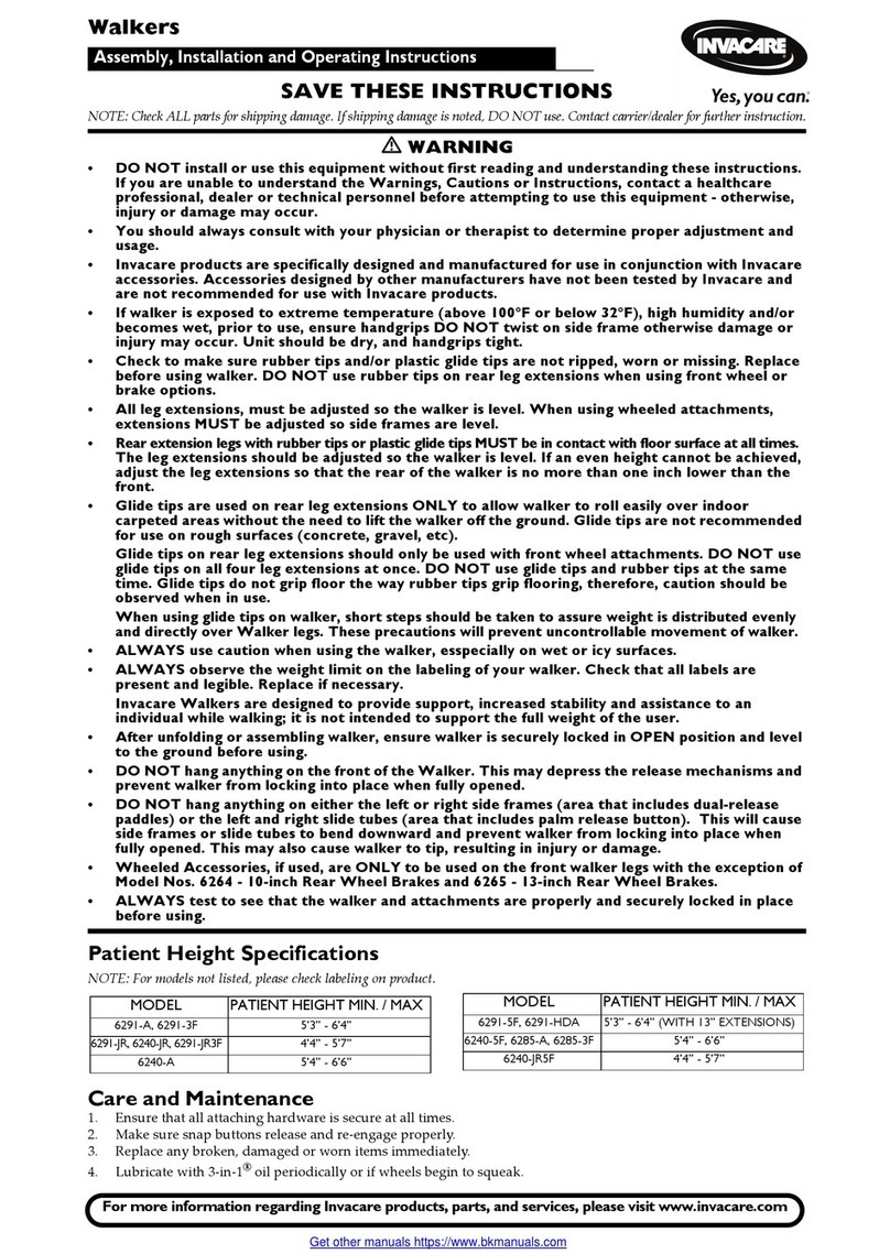Invacare 6291-3F User manual