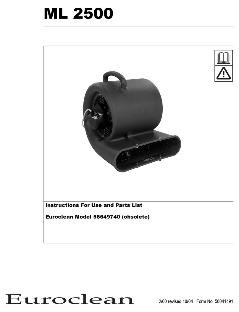Euroclean ML 2500 Instructions for use and parts list