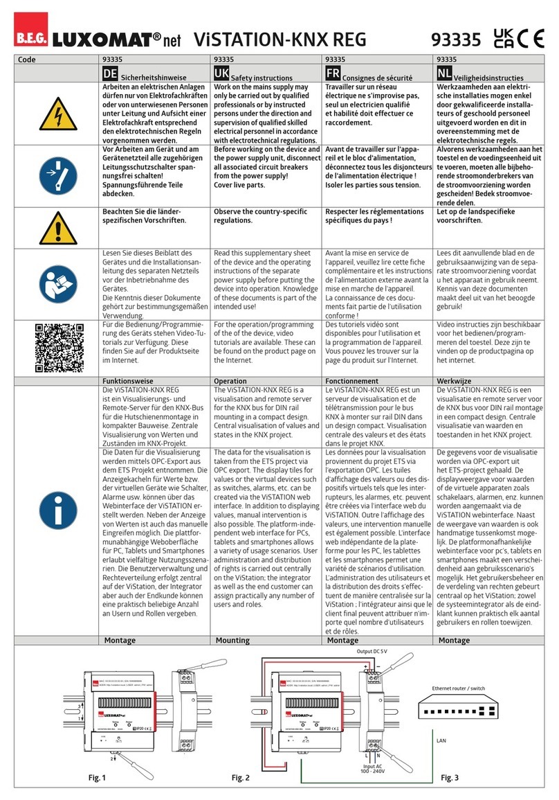 B.E.G. Luxomat ViSTATION-KNX REG manual