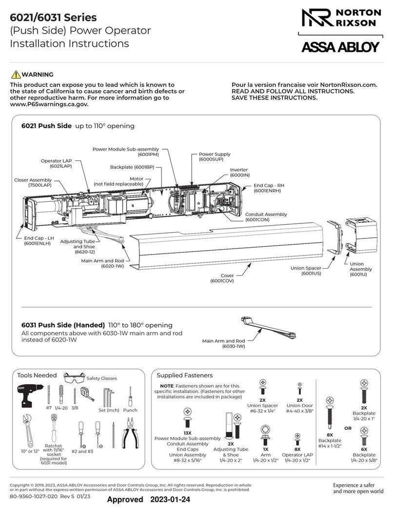 Assa Abloy NORTON RIXSON 6021 Series User manual