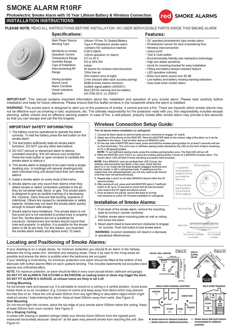 Red Smoke Alarms R10RF installation instructions