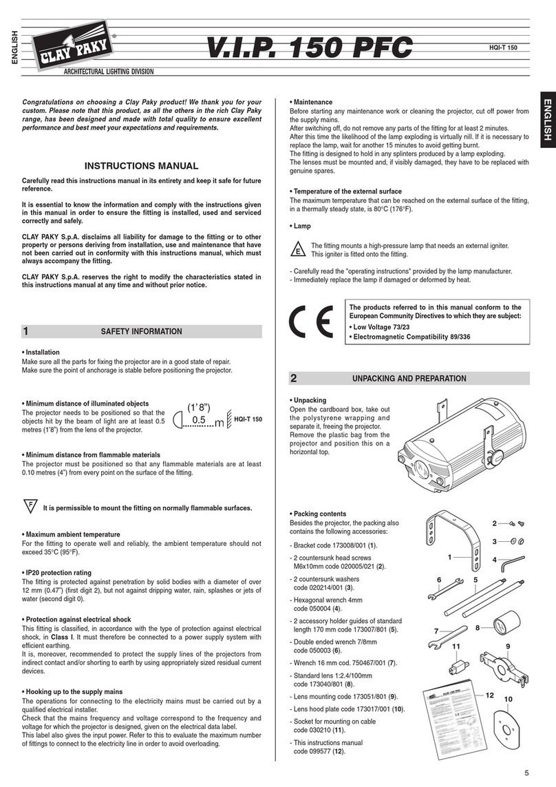 Claypaky V.I.P. 150 PFC instruction manual