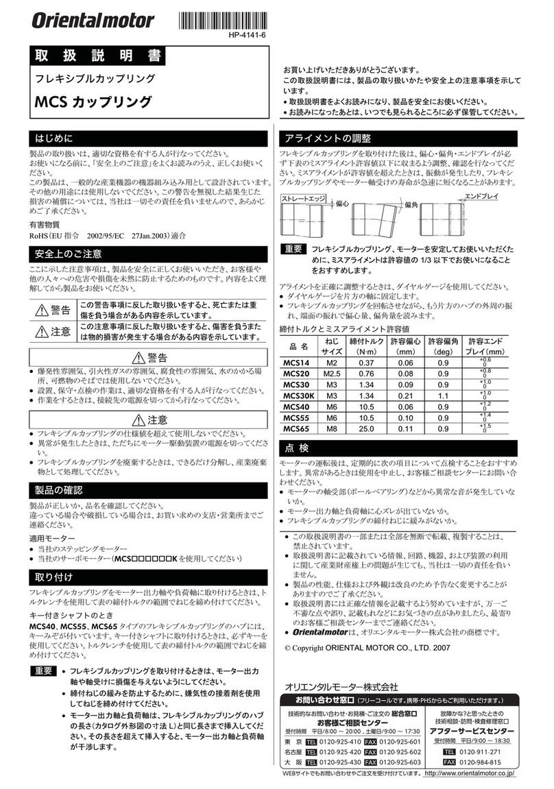 Oriental motor MCS14 User manual
