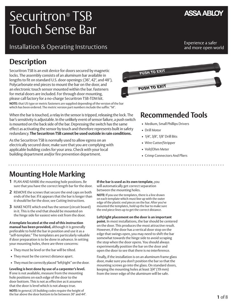 Assa Abloy Securitron TSB Installation & operating instructions