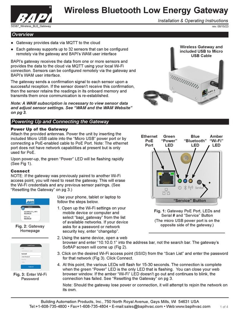 BAPI 50387 Installation & operating instructions