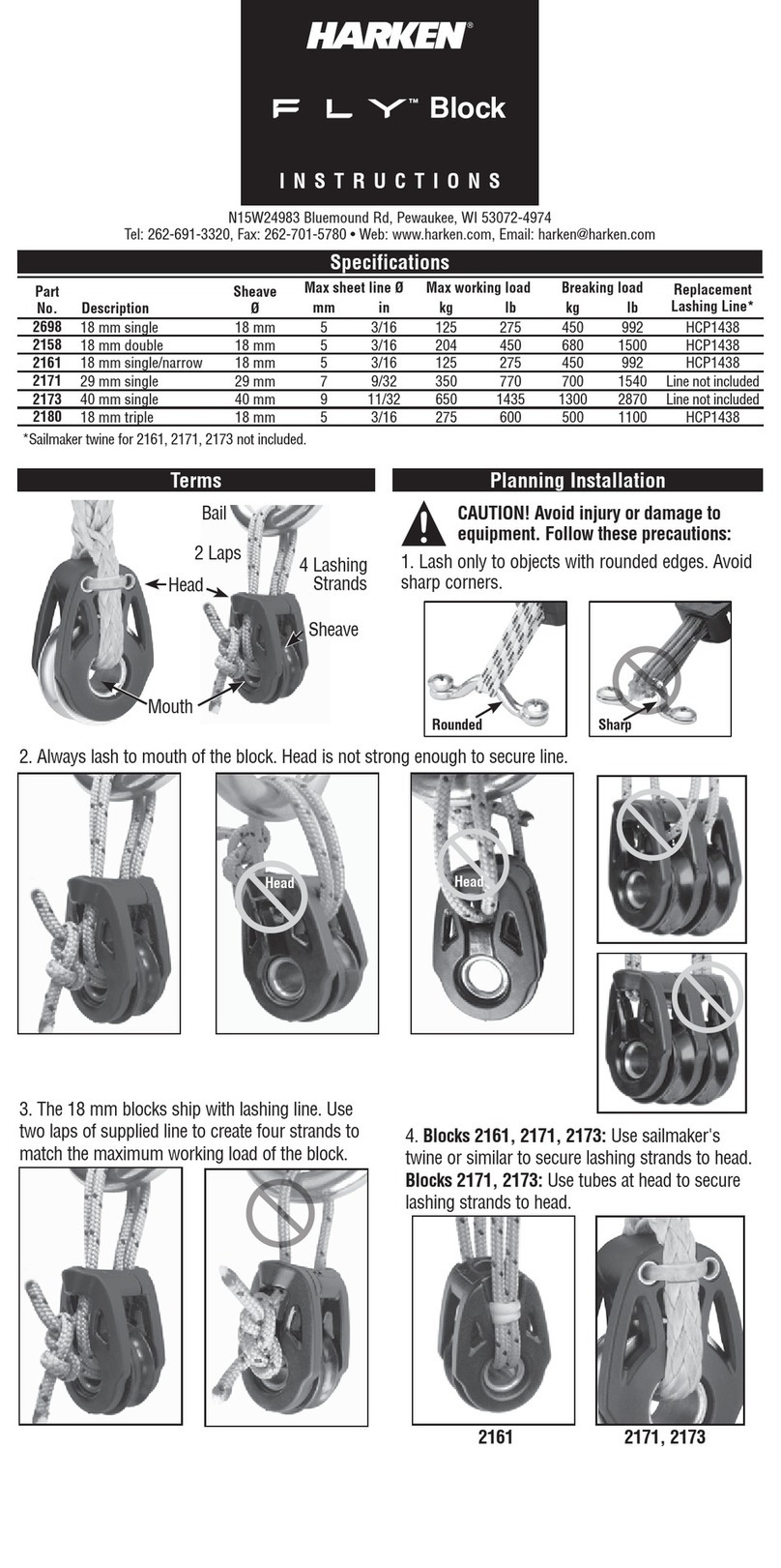 Harken 2698 User manual Harken 2698 User manual