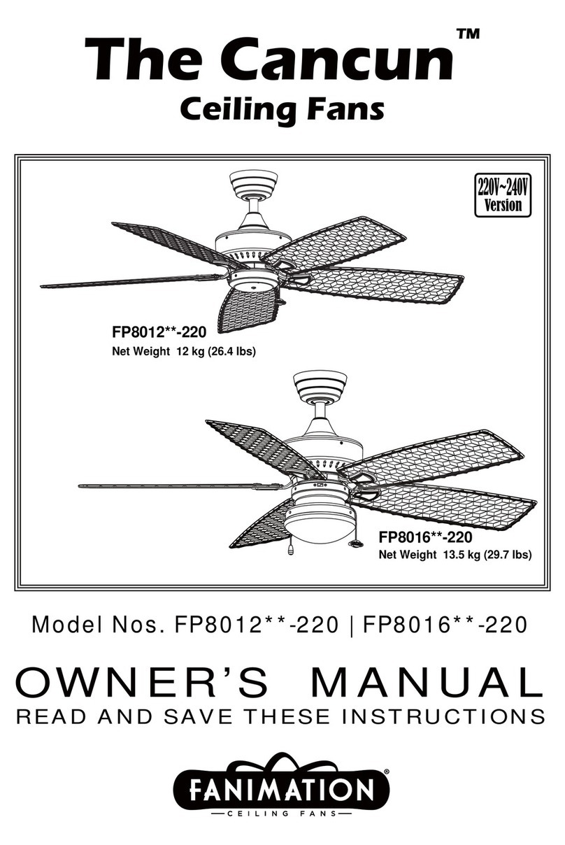Fanimation Cancun FP8012 220 Series User manual