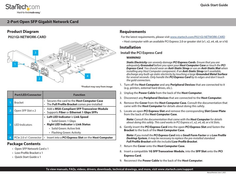 StarTech.com P021GI-NETWORK-CARD quick start guide
