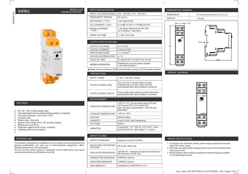 Selec RPS15-12-CE Operating	 instruction