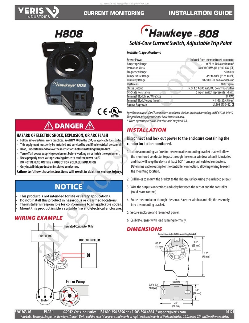 Veris Industries Hawkeye H808 User manual