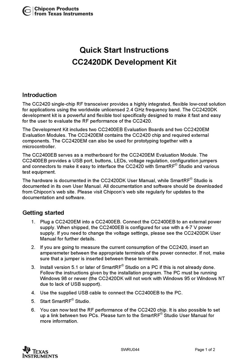 Texas Instruments Chipcon CC2420DK Quick start instructions