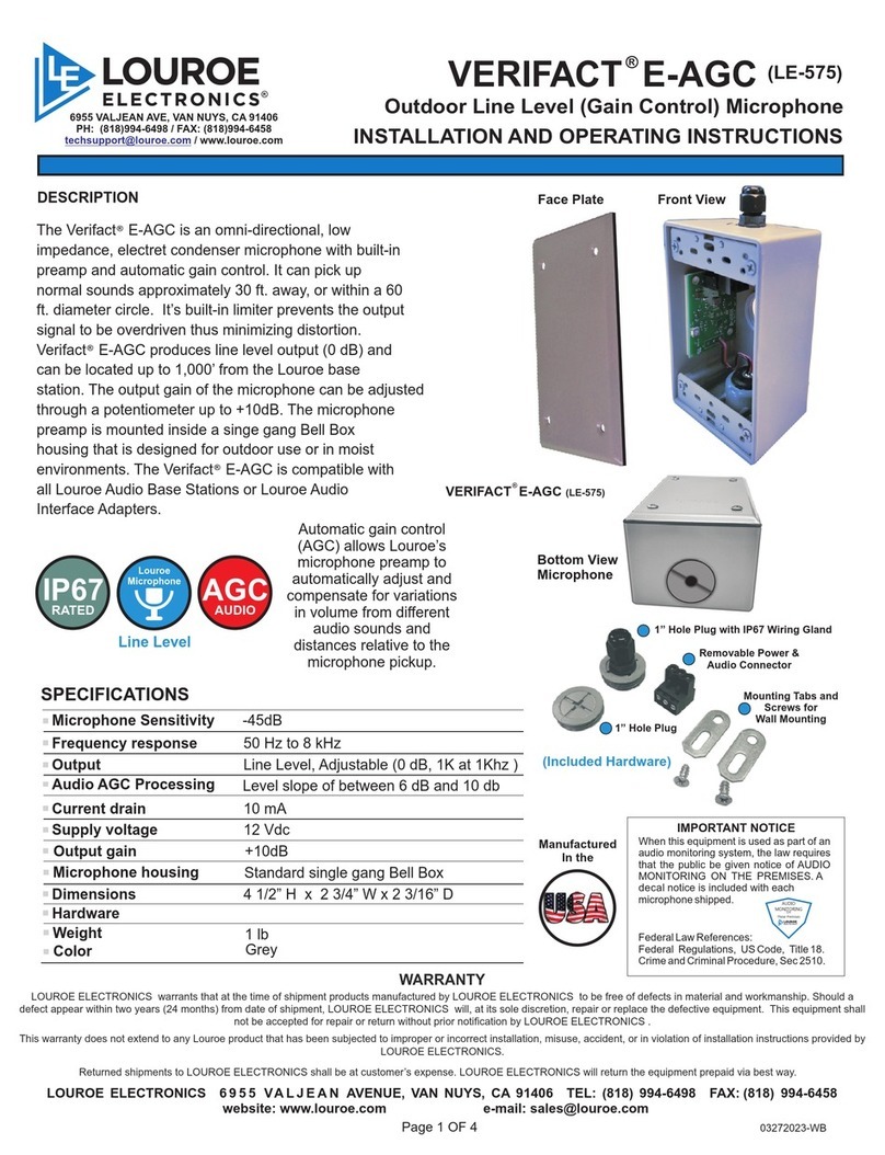 Louroe Electronics VERIFACT E-AGC LE-575 Installation and operating instructions