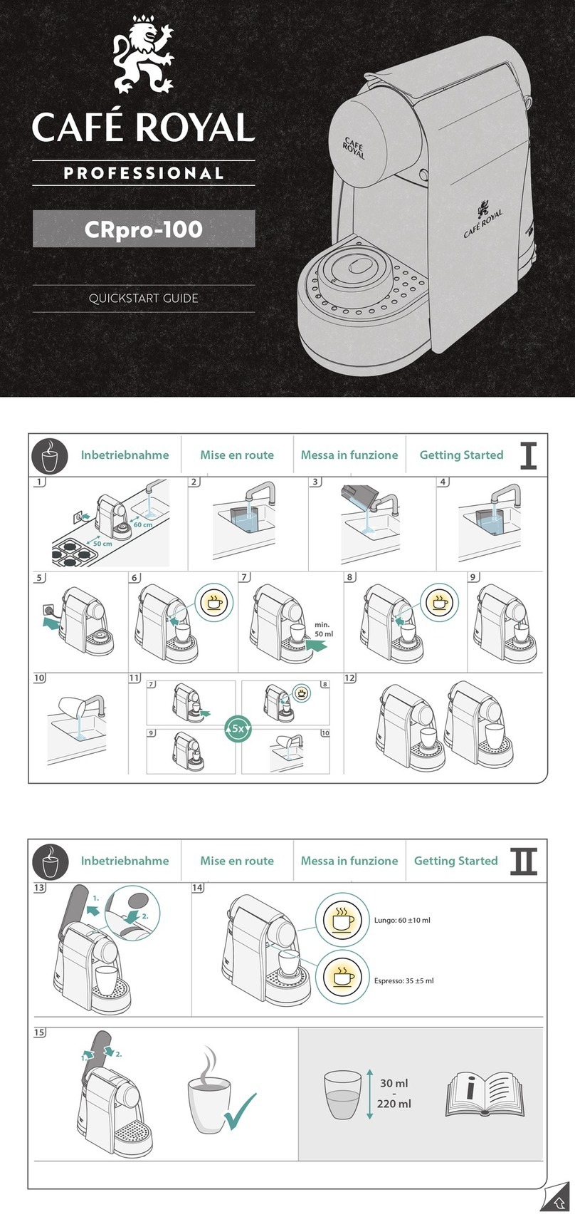 CAFÉ ROYAL PROFESSIONAL CRpro-100 quick start guide