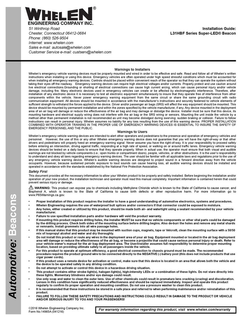 Whelen Engineering Company Super-LED L31HBF Series User manual