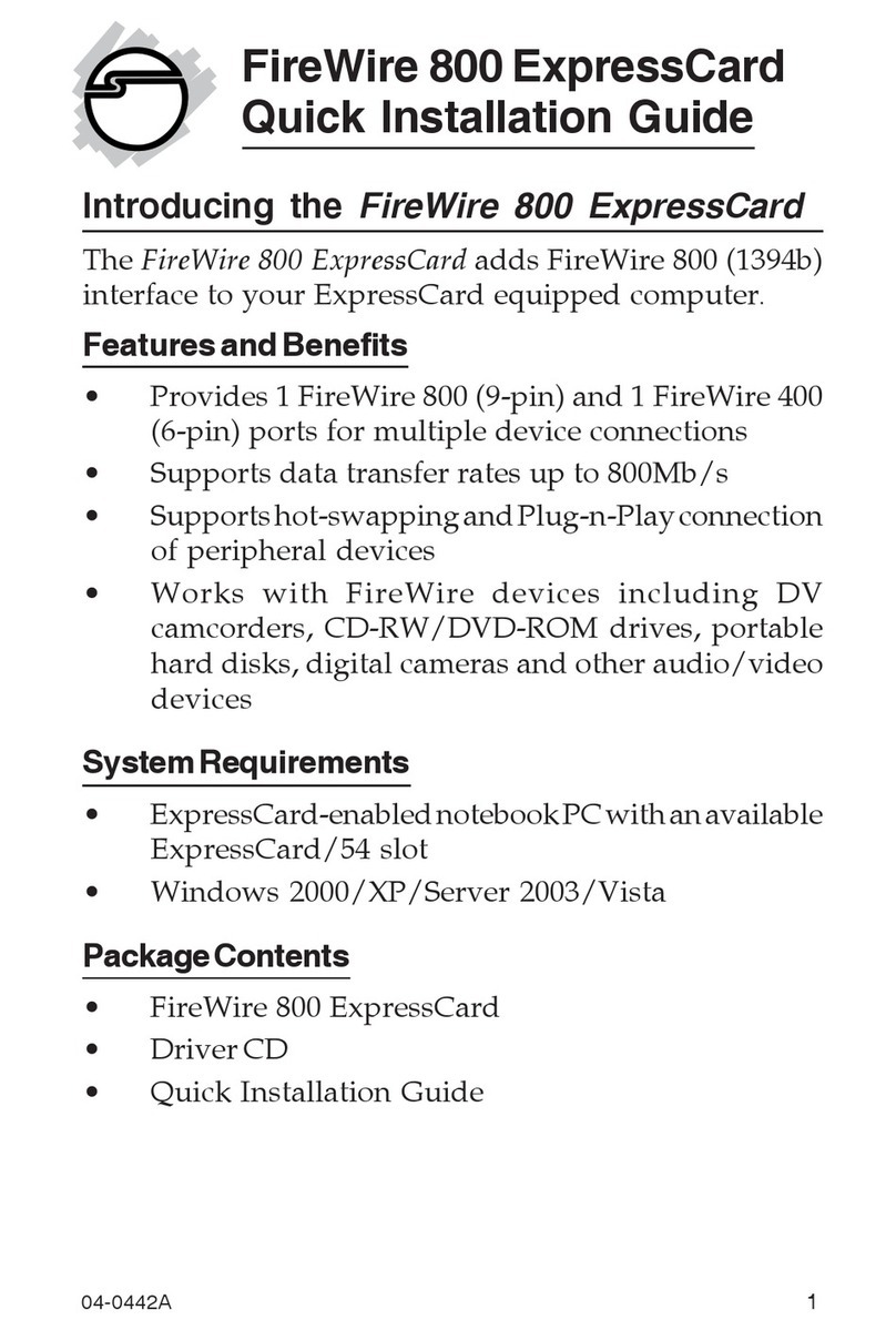 SIIG FireWire 800 ExpressCard User manual
