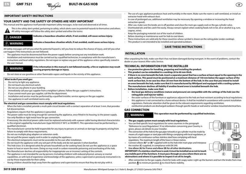 Whirlpool GMF 7521 User manual