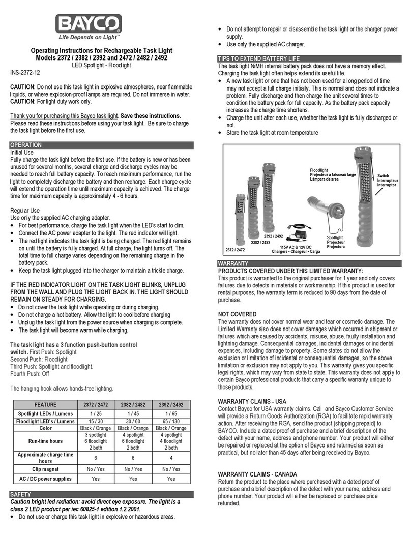 Bayco 2382 operating instructions