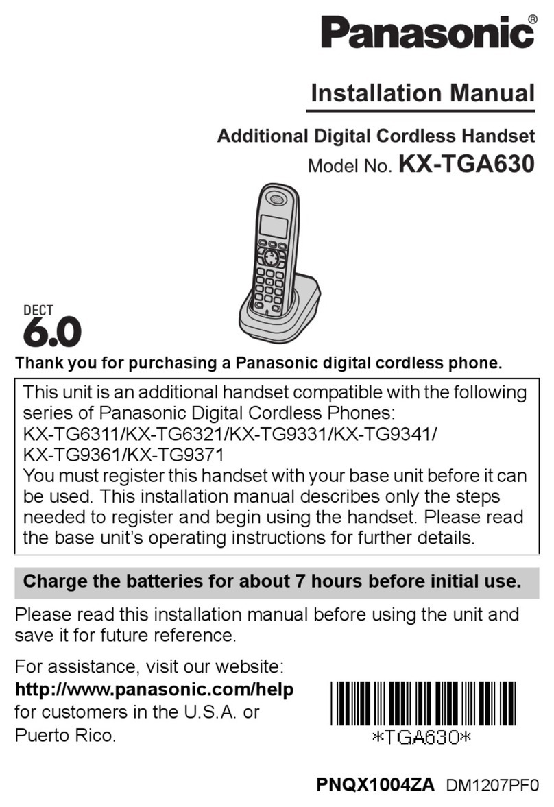 Panasonic KXTGA630 - DIGITAL CORDLESS HANDSET INSTALL User manual