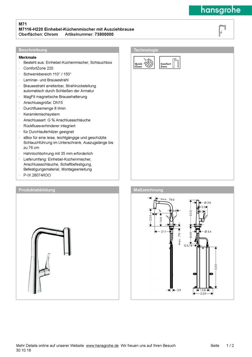 Hans Grohe M7116-H220 73800000 Instructions for use/assembly instructions