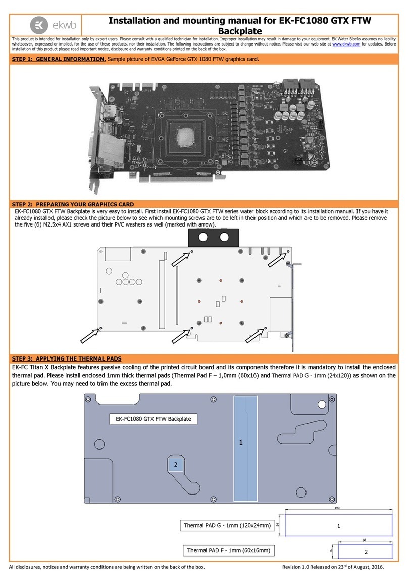 ekwb EK-FC1080 GTX FTW Installation and mounting manuals