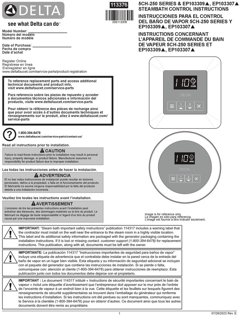 Delta STEAMSCAPE 5CH-250 Series instructions