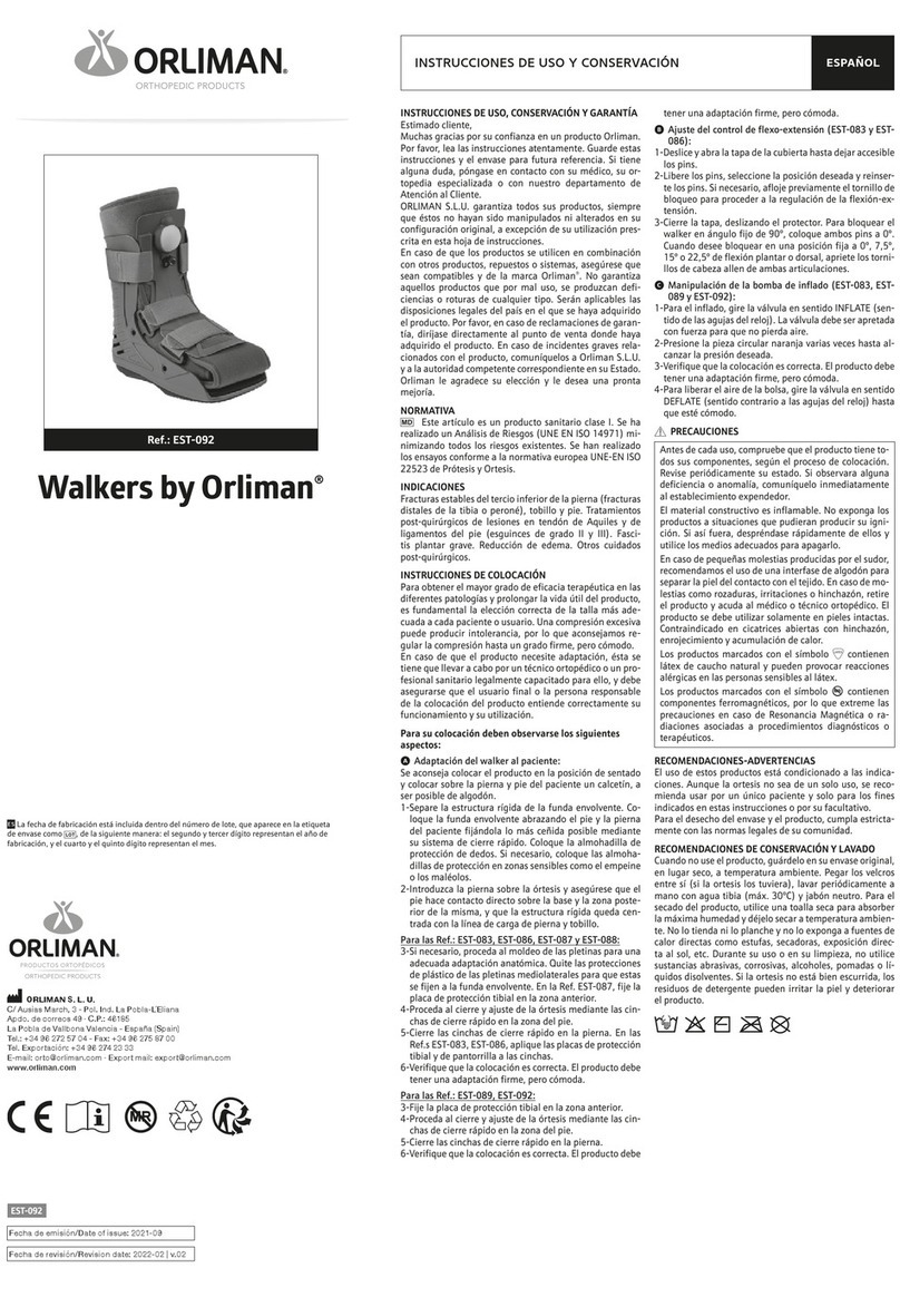 Orliman Walkers EST-092 Use and maintenance instructions