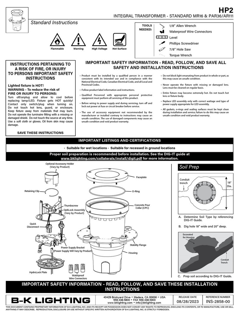 B-K lighting HP2 SERIES instructions