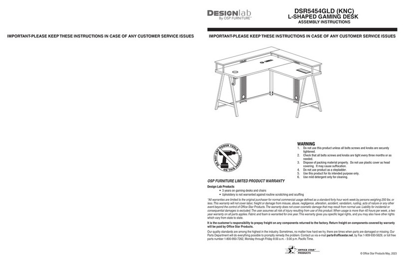 OSP furniture DESIGNlab DSR5454GLD Assembly instructions