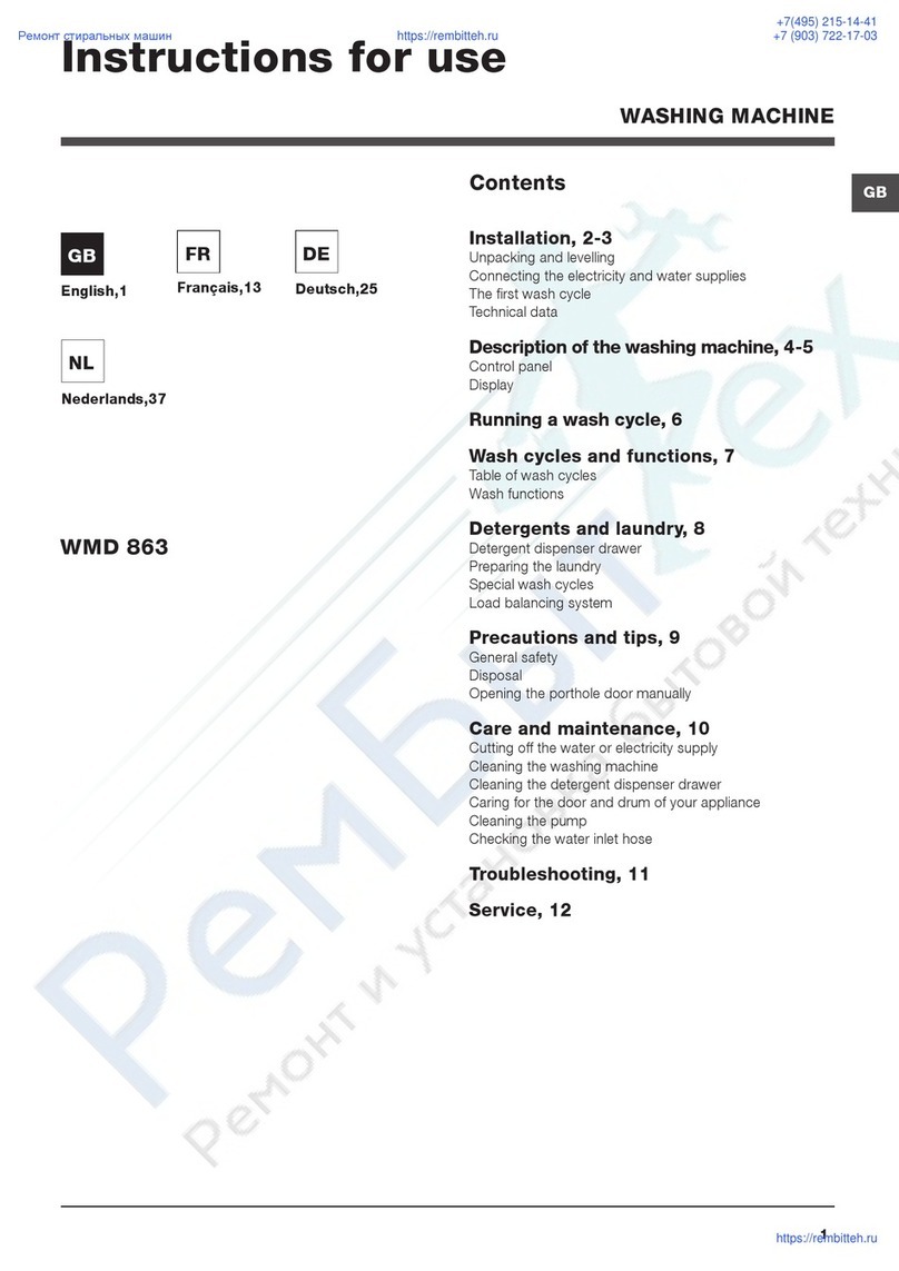 Hotpoint Ariston WMD 863 User manual