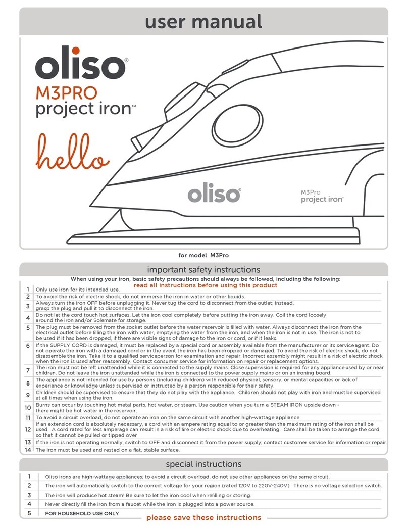 Oliso project iron M3PRO user manual