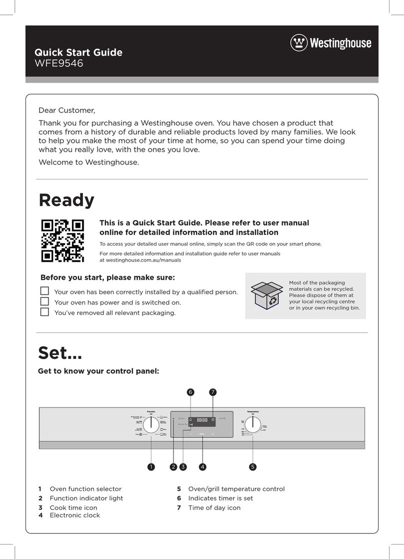 Westinghouse WFE9546SD quick start guide