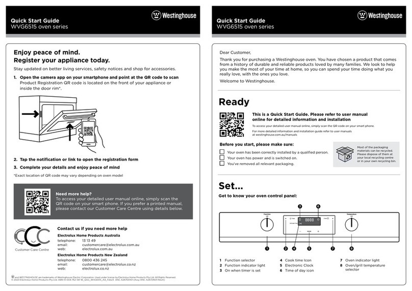 Westinghouse WVG6515SD quick start guide