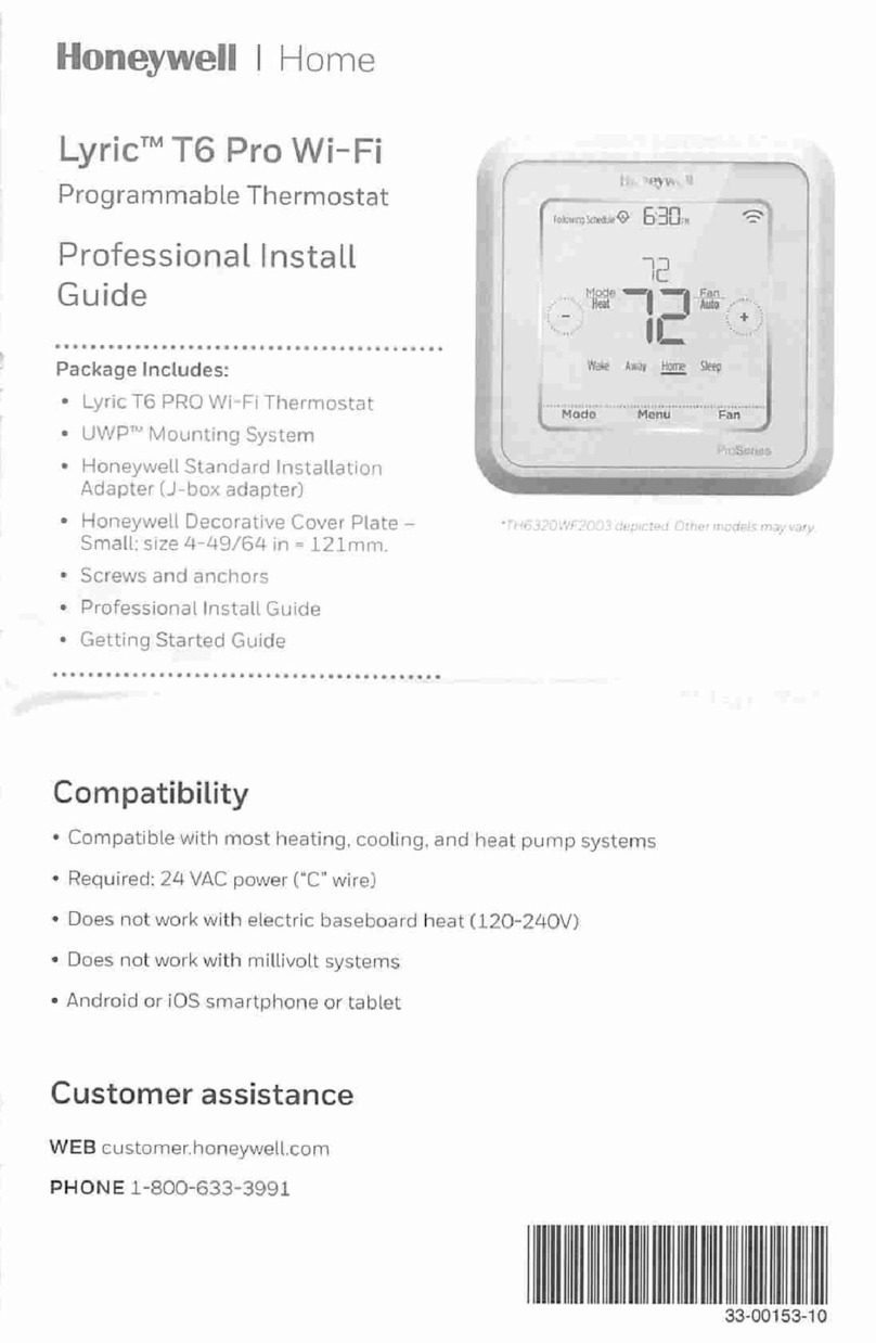 Honeywell Home Lyric T6 Pro Wi-Fi Professional install guide
