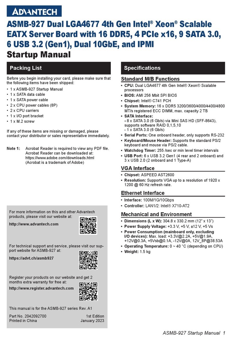 Advantech ASMB-927 Startup manual