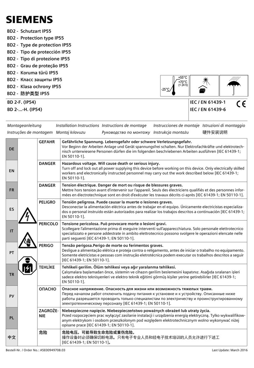 Siemens BD 2-F Series installation instructions