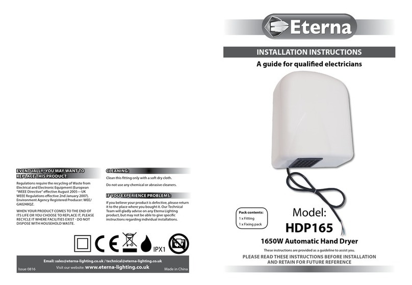 Eterna HDP165 installation instructions