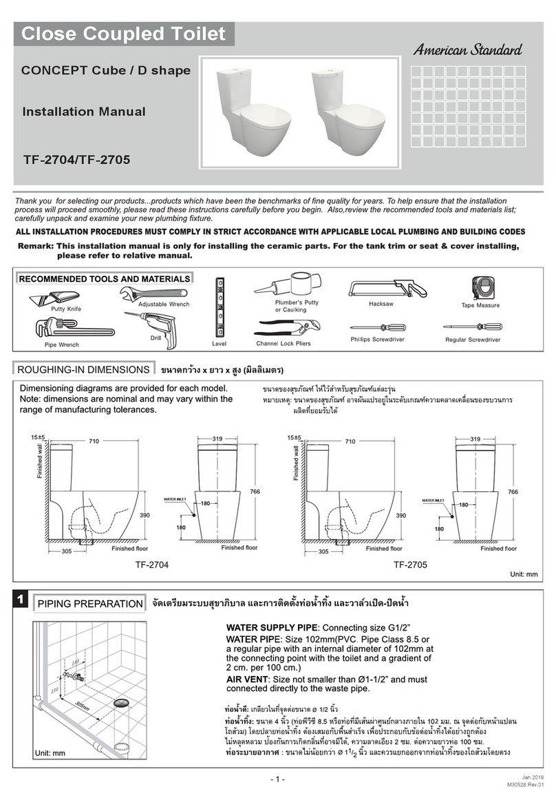 American Standard CONCEPT Cube TF-2704 installation manual