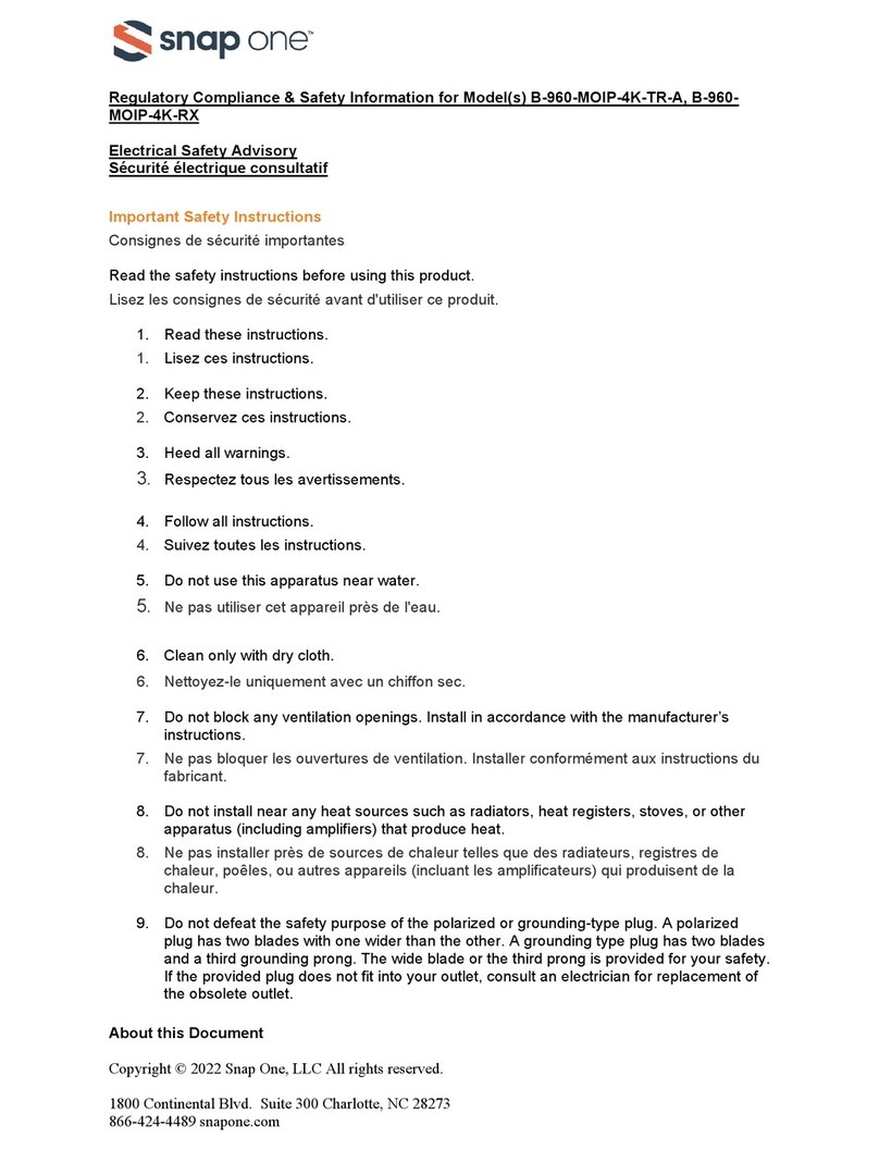 Snap One B-960-MOIP-4K-TR-A Regulatory compliance and safety information